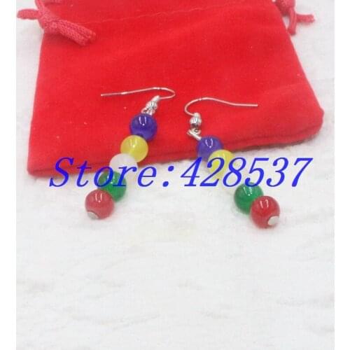 Free Drop Shipping Fashion Greek Sorority Order Eastern Star Five Colors Bead Hook Dangle Drop Earrings Jewelry for Women Lady