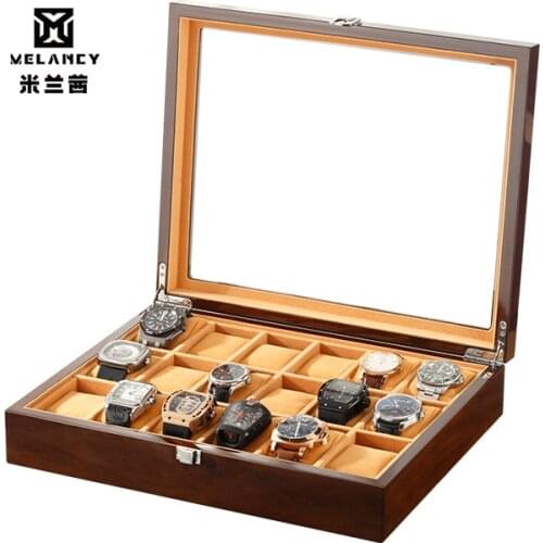 18 Slots Watch Box wooden Wrist Watch Men Storage Box Clock/Watch Display Case Convenient Watch Jewelry Organizer