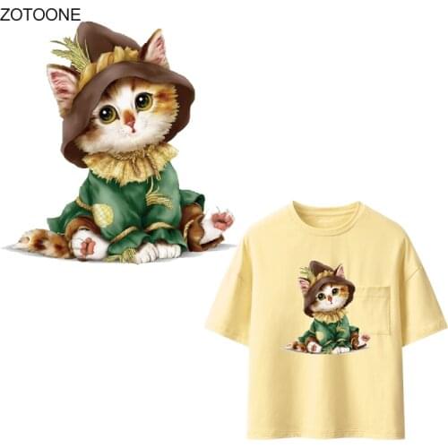 ZOTOONE Cute Cat Patches Animal Stickers for Kids Iron on Transfers Patch for Clothing T-shirt Diy Heat Transfer Appliques E