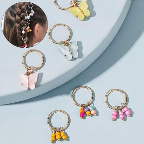 6pcs European And American Headdress Personality Street Style Pigtail Trend Headdress Butterfly DIY Headband Hair Accessories