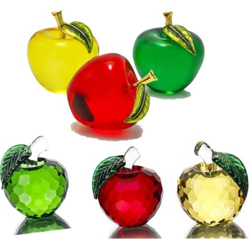 H&D 55mm Glossy Crystal Apple Paperweight Glass Paperweight Gifts Art For Crystal Crafts Home Wedding Decoration