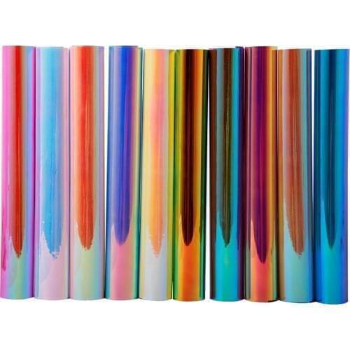 HOHOFILM 10Colors pack 30cmx100cm Holographic Cutting Vinyl Craft Vinyl Self-Adhesive Craft Vinyl Sheets Cutters,Sign Plotters