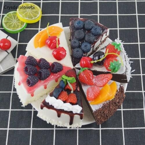 6pcs/lot Artificial Fruit Cakes Dessert Fake Food For Wedding Home Party Decor Display Realistic Cake Model Tea Table Decoration