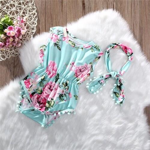 Adorable Baby Girl Bodysuits Floral Tassels Clothes Summer Newborn Infant Baby Girl Bodysuit Jumpsuit One Piece Clothes Sunsuit