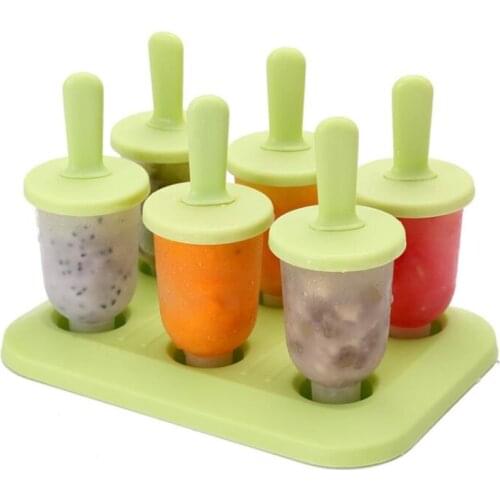 6 Hole Round Shape Summer Accessories Kitchen Tools Food Grade Lolly Mould DIY Ice Cream Maker Popsicle Molds Tray Dessert Molds