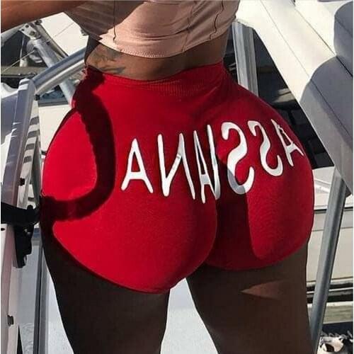 2020 Hot Sale Women Sexy Sports Shorts Letter Print High Waist Stretchy Outdoor Yoga Shorts Summer Casual Skinny Sportswear