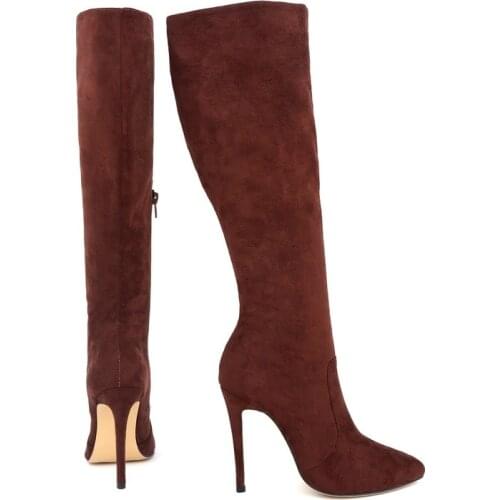 LOSLANDIFEN Autumn And Winter Over The Knee Women Boots Velvet Sexy High Heels Slip on Shoes Pointed Toe Woman Long