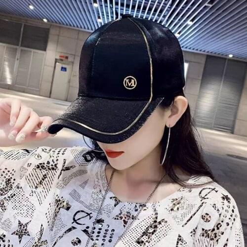 Fashion Satin-Rimmed Gold Baseball Cap For Women Summer Outdoor Sunscreen Sun Hat Pure Color Adjustable Hip-Hop Hat