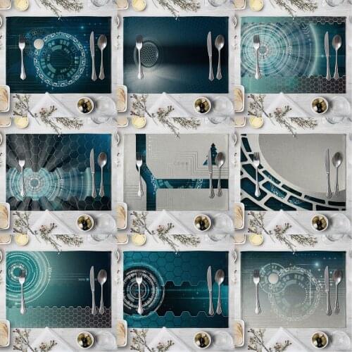 Fashion Print Rectangle Cotton Linen Western Style Table Pad Cut Mats Placemat for Dinner Kitchen Table 40x30cm