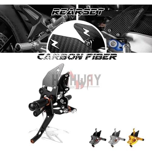 Motorcycle CNC & Carbon Fiber Footrest Rear Sets Adjustable Rearset Foot Pegs for YAMAHA MT-07 MT07 FZ-07 FZ 07 2014-2017