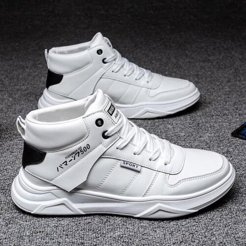 Men casual shoes new arrivals sports shoes mens high top leather footwear mens shoes casual fashion lace-up flats shoes