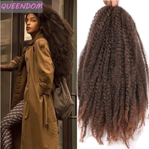 Soft Afro Kinky Curly Ombre Marley Braiding Hair Extensions for Braids Natural Synthetic Crochet Braids Hair Bulk Blonde Brown