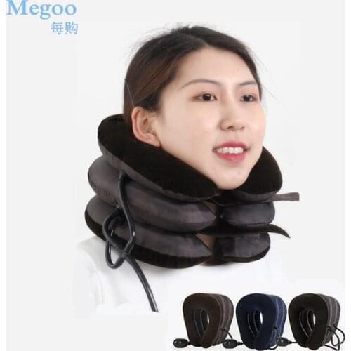 1Piece Half Velvet Inflatable Pain Stress Relief Neck Pillow Household Portable Cervical Neck Traction Device for Health Care