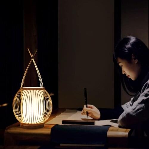 Japanese Style Table Lamp Bedroom Zen Bamboo Lamp Head Romantic Decoration Ins Bamboo Tea Room Study New Chinese Led Desk Lamp