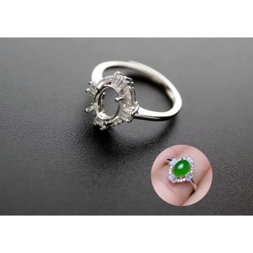 Multiple Size Solid 925 Sterling Silver Rose Gold Tone Oval Prong Bezel Adjustable Ring Settings DIY Supplies 1224008