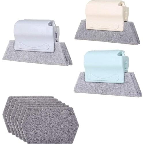 New Window Cleaning Brush with Replacement Pads, Hand-Held Crevice Cleaner Tools Window Track Door Cleaner Slot Brush