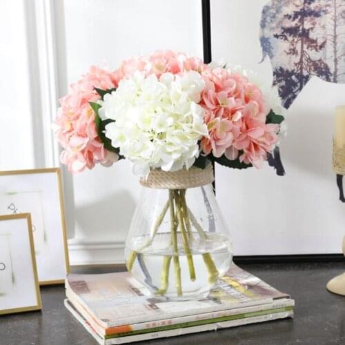 New 47cm Artificial Hydrangea Flower Head Fake Silk Single Real Touch Hydrangeas for Wedding Party Decoration LX2464