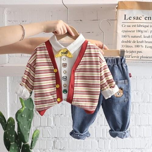 New Children Fashion Suit Spring Autumn Kids Boys Coats Cartoon T-Shirt Pants 3Pcs/Set Baby Clothing Infant Sportswear 0-5 Years