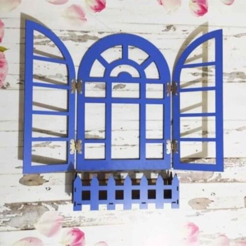 New Design Wood Louver Window Decorative Blue Mdf wall graphics gráficos de parede настенная графика