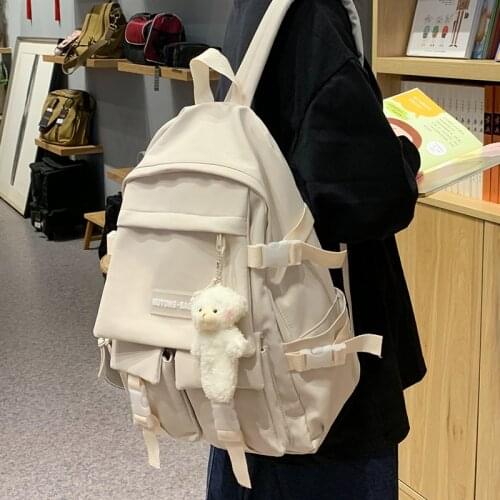 New Simple Girls' Nylon Backpack Students' School Bag Japanese Backpack Female Laptop Shoulder Bag