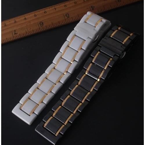 Black gold 20mm 22mm 24mm Ceramic Watch band For Brand Smart Wristwatch bands bracelet Watches mens High quality ceramic strap