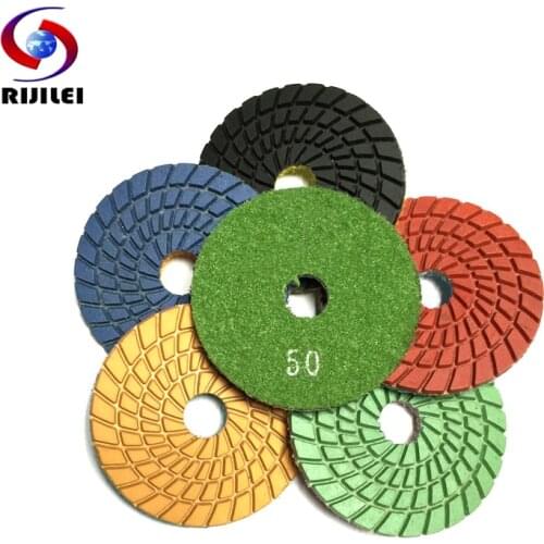 RIJILEI 10 Pieces/Lot 3Inch Flexible Diamond Polishing Pads 80mm Wet Grinding Disc For Grinite Marble Stone Concrete Floor 3DS2