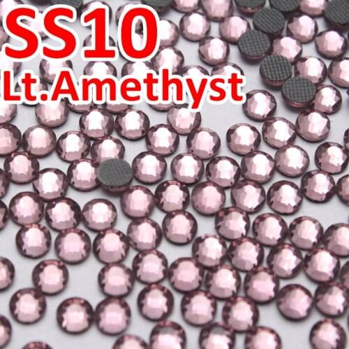 SS10 2.7-2.8mm,1440pcs/Bag Lt.Amethyst DMC Hot Fix FlatBack Rhinestones,machine cut iron-on garment crystal stones gliters