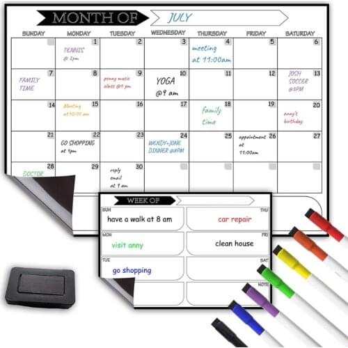 Erasable Magnetic Schedule Chalkboard Refrigerator Monthly Weekly Planning Board Meet Schedule Board Office Supplies wholesales