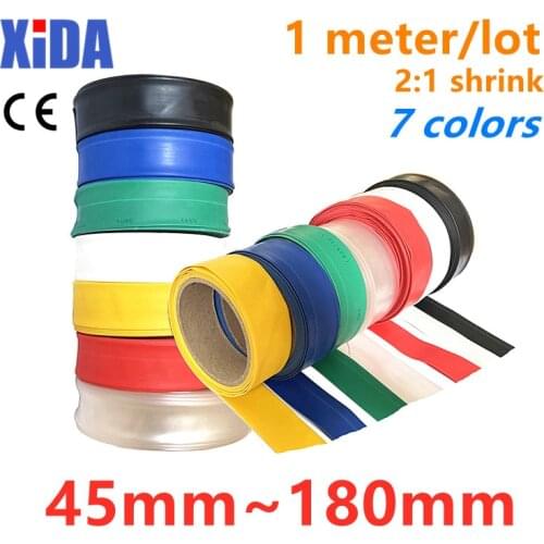 1meter 2:1 Black 45mm 50mm 60mm 70mm 80mm 90mm 100mm 120mm 150mm 180mm Heat Shrink Heatshrink Tubing Tube Wire Sleeving Wrap kit