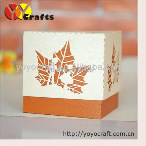 WB71 Maple Leave Canada wedding favor box candy cake elegant simple design laser cut wedding favor box