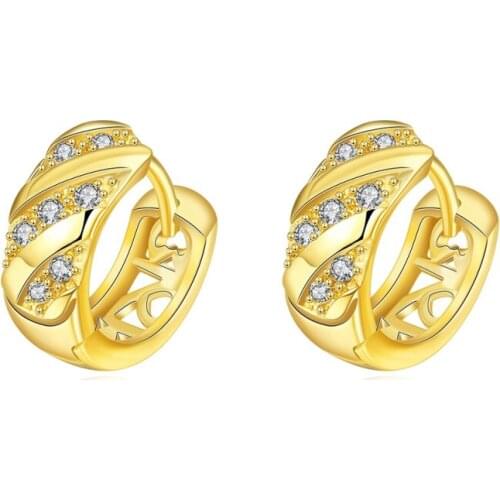 New 2020 Gold Zircon Earrings AAA White Cubic Zirconia Earrings Ear Clip Earrings For Women E2131