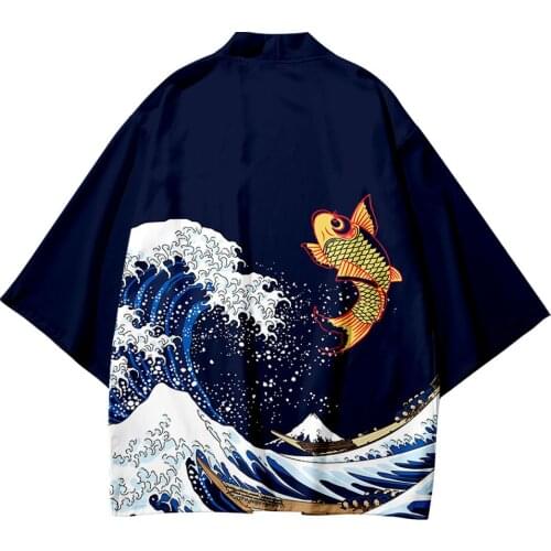 Plus Size 6XL 5XL 4XL Carp Loose Japanese Cardigan Women and Men Harajuku Kimono Cosplay Haori Blouse Tops Yukata Robe Clothing