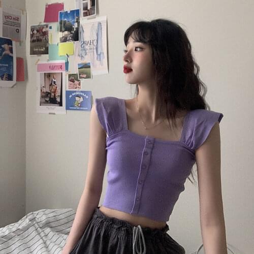 Women Corset Tops Square Collar Womens Black Knitted Sling Womens Sleeveless Short Top Tank Camis Crop Top For Women