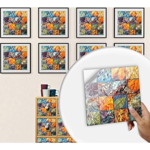 10pcs/Set Moroccan Style Hard Tiles Wall Sticker Kitchen Bathroom Tables Art Mural Home Decor Waterproof & Oil-proof Wallpaper