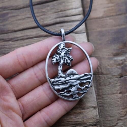 12pcs Oval Hollow Tree of Life Necklace Sunrise Natural Scenery Inspirational Jewelry