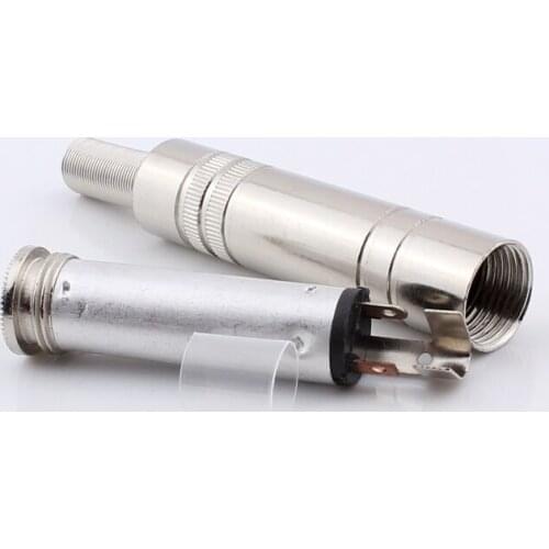 2pcs DIY 6.35mm 6.5mm 1/4 inch TRS Plug Socket Female Audio Plug Microphone wire solder type