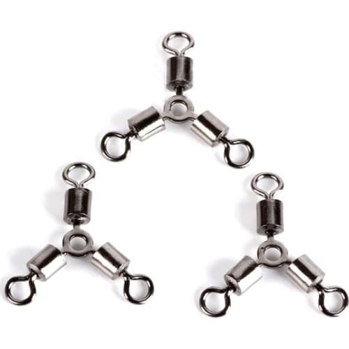 20pcs Alloy Copper 3 Way Cross-line Fishing Rolling Swivel O Shape Solid Ring Leaders Rigging Connector Fishing Tackle Accessory