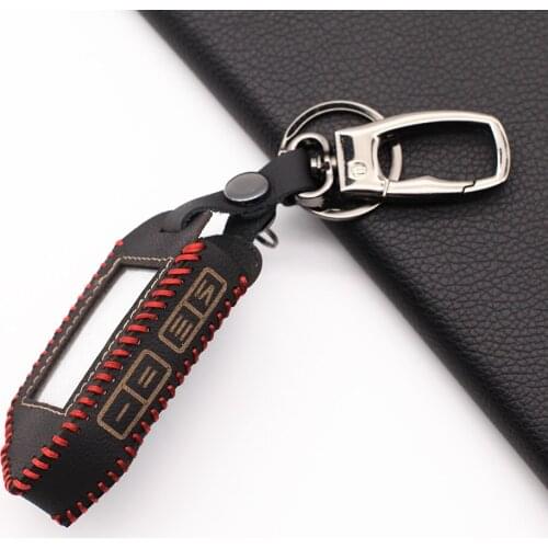 Car Alarm System Russian Version New Leather Key Chain Case For Sher-khan Mobicar A Mobicar B Safety In Two Senses Protect Cover