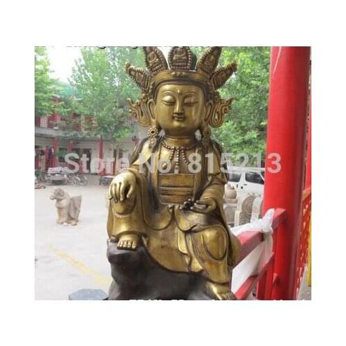 Bi00948 17 Inch Tibet Folk Temple Bronze Gild Gilt Sakyamuni Buddha statue