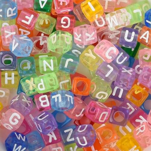 Multicolor Cube Alphabet Letter Beads, Colorful Acrylic Letter Beads, Mixed Letter Beads, Acrylic Square Name Beads,6MM