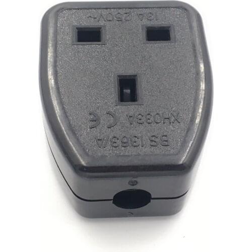 Black CE Copper Grounded 13A BS1363 Universal uk Extension power socket 3 Pin power cord cable connector wire converter Strip