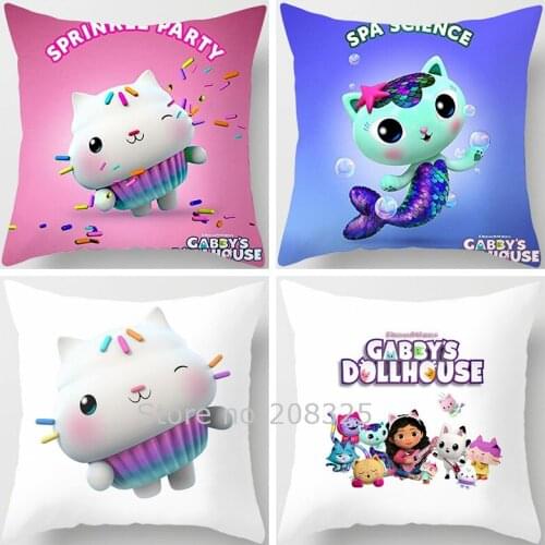 ZENGIA Kids Gabbys Dollhouse Gabby Cats Pillow Case Cushion Cover Dakimakura Pillow Cover Decorative Pillows For Sofa Pillowcase