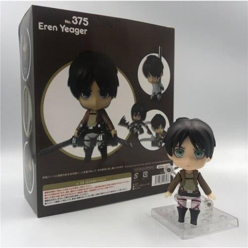Eren Jaeger #375 Attack on Titan Q Action Figure Model Toy Levi Figurine Face Change Assembly Cute Toys 10cm
