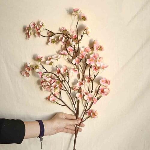 Artificial Cherry Peach Blossom Fake Silk Flower Home Wedding Party Floral Decor Fake Flowers Long Bouquet Autumn #P5
