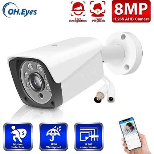 OH.EYES New Super HD 4K AHD Camera Waterproof 6pcs IR LEDS Security Camera AHD-8mp System Video Surveillance With Bracket
