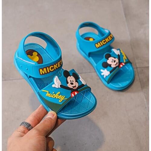 Mickey Mouse Summer Outdoor Children Beach Sandals Girls Boys Kids Shoes Non-Slip Shoes Breathable Flat Slippers Footwear