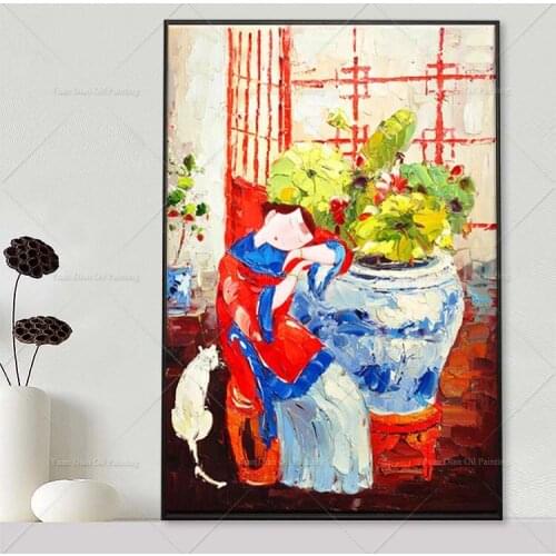 Best Sell Chinese Style Thick Oil Pianting Bright Handpainted Abstract Landscape Painting For Living Room Home Decor