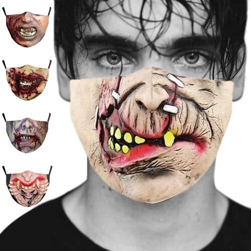 Fashion Halloween Cospaly Horror Orc Mouth Masks Men Womens Unisex Face-Protection Breathable Cycling Spots Adult Party Mask