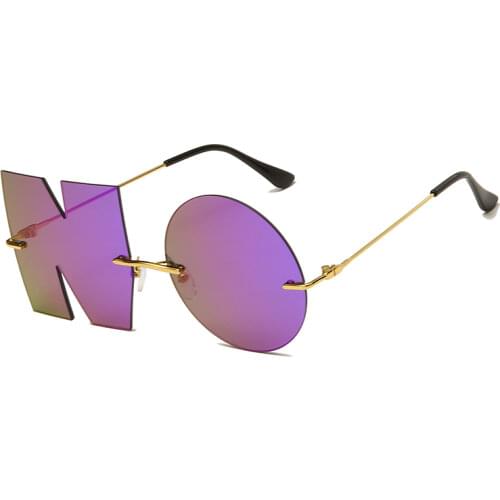 Fashion Rimless Sunglasses Luxury Brand Designer Women Metal Letter NO Sun glasses Lady Trend Sunglass UV400 Shades Eyewear