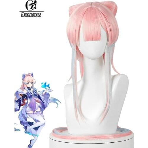ROLECOS Genshin Impact Cosplay Kokomi Wig Sangonomiya Kokomi Cosplay Wig 120cm Long Gradient Hair Heat Resistant Synthetic Hair